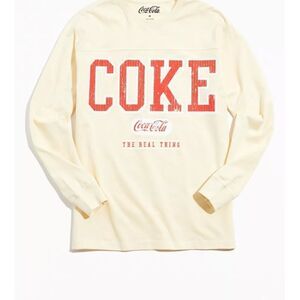 Coke Shirt Long Sleeve Tee Cream‎ distressed Urban womens medium